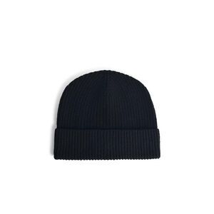 Seven Gauge Black Wool Beanie Men